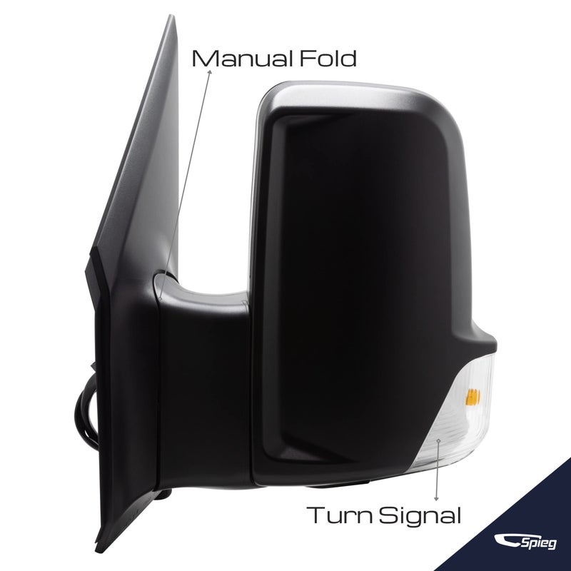 Spieg Driver Side Mirror for 2008-2018 Dodge Freightliner Mercedes Sprinter Power Adjustment Heated Glass Turn Signal Light Textured Black 6 Pin Left MB1320114 - Image 3